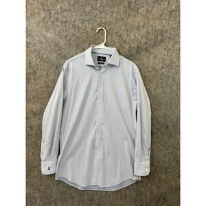 Psycho Bunny Button Down Shirt Mens 15.5 32/33 Modern Fit Stretch Blue Dotted